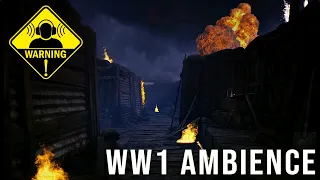 WW1 War Ambience | Western Front Trenches | Intense Battle Rain & Fire