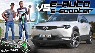 NEUER MAZDA MX30 | ELEKTRO SUV für die City | CHALLENGE gegen E-SCOOTER | Fahr doch