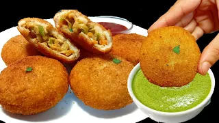 Bread Ball Recipe | Crispy Vegetable Balls | New Snacks Recipe | Bread Snacks Recipe | Bread Roll