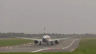 aviation Emirates Boeing 777 A6EBX takeoff Ex Hurricane Ophelia Birmingham Airport 16oct17 226p