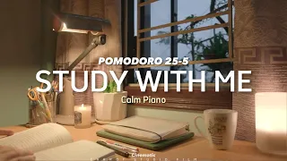 1-HOUR STUDY WITH ME / calm piano🎹/ Early Morning / Pomodoro 25-5