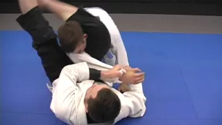 "Swivel triangle" from double under guard pass defense (BJJ)