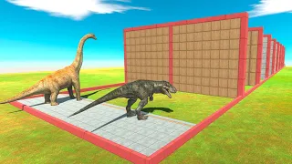 Dinosaur Race Through Giant Blocks - Animal Revolt Battle Simulator