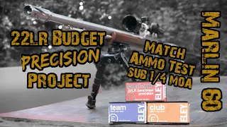 Marlin Model 60 22lr Match Ammo Test (Sub 1/4 moa) 22lr Budget Precision Project