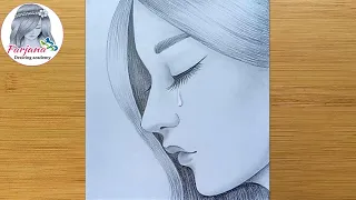 How to draw a sad girl - step by step / Pencil Sketch