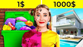 POOR VS MEGA RICH STUDENT || Surviving With 1$ VS 1000$ ! Funny School Situations by 123 GO! FOOD
