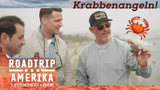 Rein in die Gummistiefel und ANGELN! 🦀 Das Abendessen wird gefangen! | Roadtrip Amerika | Kabel Eins