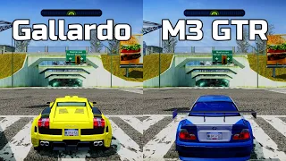 NFS Most Wanted: Lamborghini Gallardo vs BMW M3 GTR - Drag Race