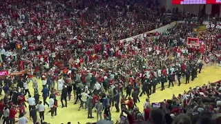 Indiana students rush the court after win over No. 4 Purdue