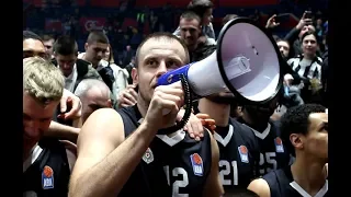 Novica i Rade vode navijanje: "Ajmo svi gore, zagrli se, bre, ej!" (Partizan - Budućnost)