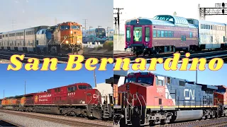 Railfanning San Bernardino FT ATSF, FXE, CN, CP, PV Menzies Vista, BNSF lead on Amtrak 11/6-11/20/21