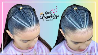 PEINADO para NIÑAS con TRENZAS PEGADAS | PASO a PASO | PEINADOS FACILES