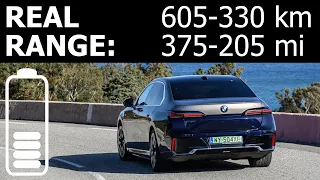 BMW i7 xDrive60 highway city energy power consumption economy range mpkWh kWh/100 km Wh/mi tested