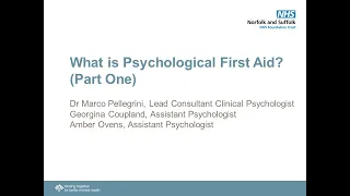 What is Psychological First Aid (Part One)