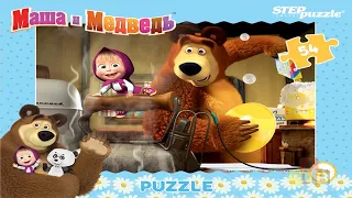 Пазл Маша и Медведь, Маша помогает в стирке Медведю - собираем пазлы для детей | Polinka-Vitaminka