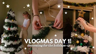 VLOGMAS DAY 1! 🎄🤍 setting up my christmas tree + decorating my house for xmas
