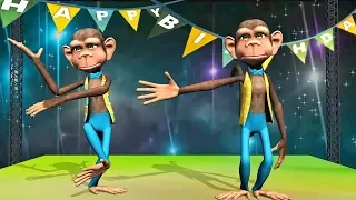 Happy Birthday Song & Funny Monkeys Dance