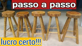 como fazer banqueta alta de madeira maciça#woodworking