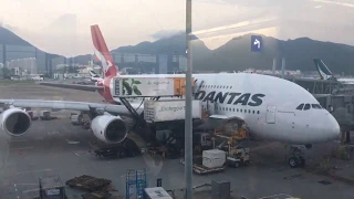 Qantas Hong Kong to Sydney business class QF128 A380