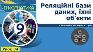 9 клас  Реляційні бази даних, їхні обєкти.