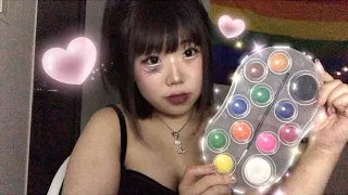 Doing your face paint at a party asmr (real camera touching, real camera brushing)