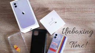 UNBOXING! iPhone 11 Purple, AirPods, Phone Casings! 📱