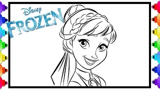 Learn How to Draw Princess Anna  Frozen 2 💙 Frozen 2 Coloring Page 💚 Disney Princess Coloring Page