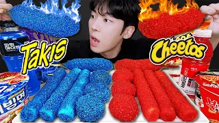 ASMR MUKBANG | TAKIS RICE CAKE Tteokbokki, Fire Noodles, cheese stick, hot dog recipe ! eating