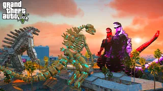 Team Shin Godzilla vs Skeleton Godzilla and mechagodzilla - GTA 5 Mods