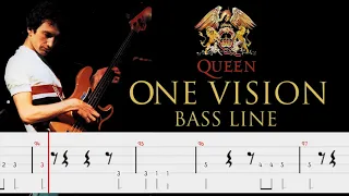 Queen - One Vision (Bass Line Tabs) By John Deacon