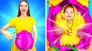 RICH Pregnant VS BROKE Pregnant | Good Mom VS Bad Mom - 15 Parenting Hacks by La La Life Emoji