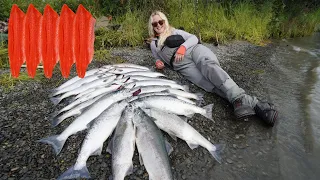 Remote Alaska Salmon Catch & Cook with my GF!