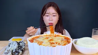 엽기떡볶이 분모자떡볶이 먹방🔥엽떡 치즈랑 중국당면 추가 (ft.주먹밥 계란찜)  | Spicy Yeopgi Tteokbokki MUKBANG