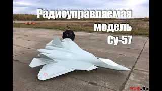 Gigantic rc-model of Sukhoi Su-57 test flights