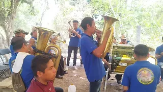 FIESTA PATRONAL DE LA SANTA CRUZ EN COATZONCO HUAUTLA HGO. MANO A MANO LAS DOS BANDAS TOCANDO.