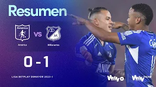 América vs. Millonarios (resumen y goles) Liga BetPlay Dimayor 2023-1 | Cuadrangulares - Fecha 3