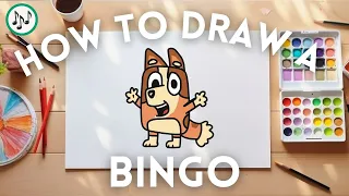 Bingo from Bluey, Drawing Tutorial (Music On) Art & Crafts for Kids 🖍