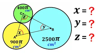 Find angles X Y and Z | Areas of three circles are given | Important skills are explained