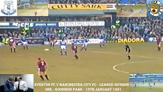 EVERTON FC V MANCHESTER CITY – 13TH JANUARY 1991 – LEAGUE DIVISION ONE – GOODISON PARK