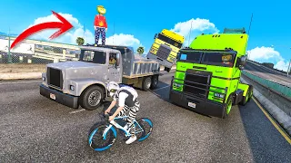 BICIS vs CAMIONES! LA JUGADITA!! - GTA V ONLINE