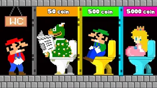 Toilet Prank: Mario, Luigi and Peach Challenge Poor To Rich Toilet maze | Game Animation