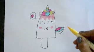 How to Draw a Unicorn Ice Cream Easy and Cute |  DRAWING A UNICORN ICE CREAM STEP BY STEP for kids