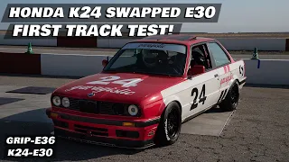 TRACKING OUR HONDA K24 SWAPPED E30 FOR THE FIRST TIME!! | Bimmer Challenge Grip-E36 Race #3