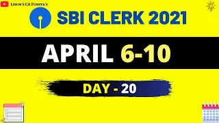 🔴  April Revision 🔥  Day -20 | April 6-10 | SBI CLERK 2021 Mega Quiz | CA Funsta
