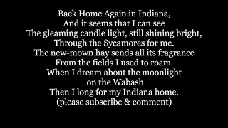 Indiana BACK HOME AGAIN IN INDIANA Hoosier STATE Lyrics Words sing along music song trend not Nabors