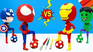 Spiderman vs Iron man playing football with clay 👽 Superheroes Marvel 👽 Polymer Clay Tutorial