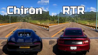 Forza Horizon 5: Bugatti Chiron vs Ford Mustang RTR Spec 5 - Drag Race