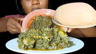 African Food mukbang asmr fufu with Afang soup akwa ibom native soup Nigeria food asmr