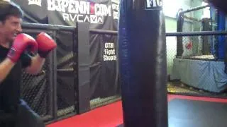 Loren Avedon punching the bag at the Penn Academy