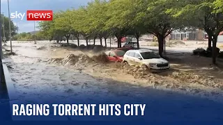 Spanish city of Zaragoza hit by flash flooding